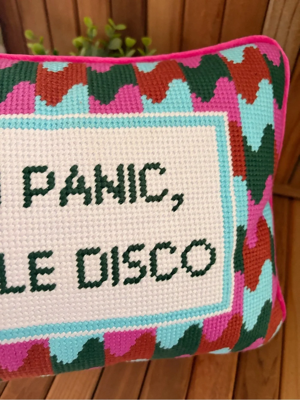 Furbish Studio ‘So Much Panic,Very Little Disco’ Needlepoint Lumbar Throw Pillow
